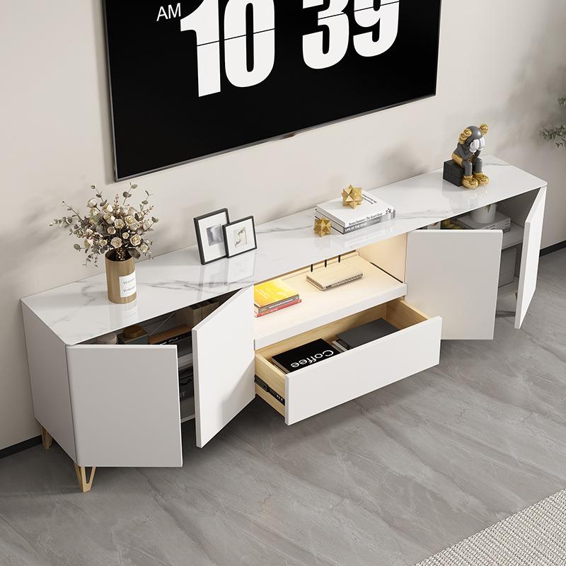 实木加高电视柜茶几组合现代简约岩板电视柜小户型客厅家用电视柜