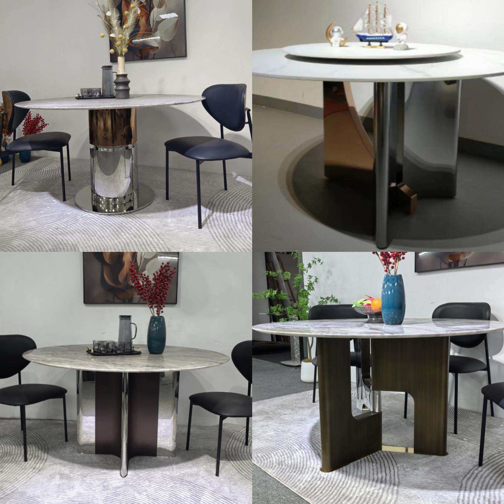 不锈钢餐桌腿轻奢家用支架镜面高端桌脚岩板大理石餐桌架子家具