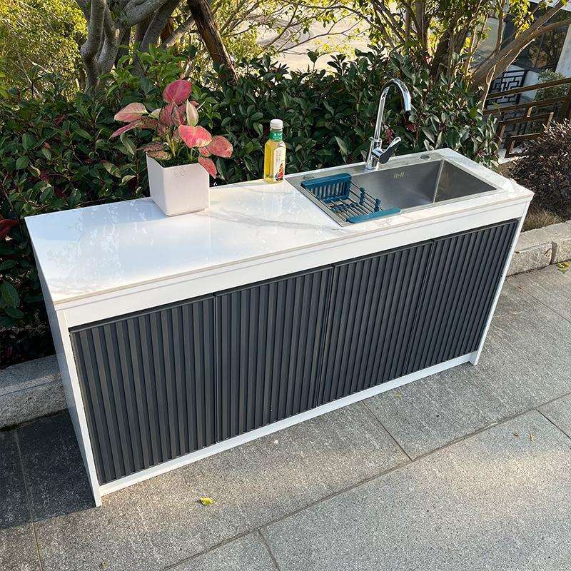 户外柜庭院岛台全合金岩板水槽一体柜室外洗手台别墅花园操作台