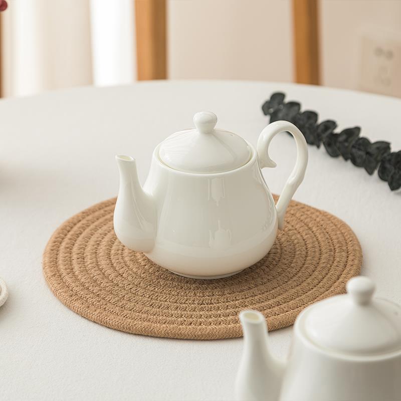 纯白陶瓷骨质瓷大号高温泡茶壶过滤冷水壶咖啡壶家用茶壶茶具瓷器