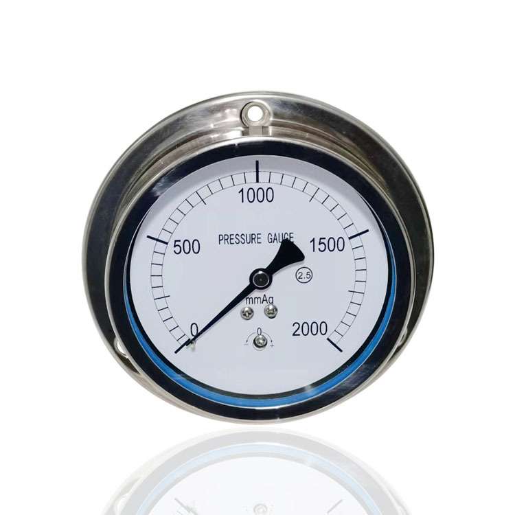 供全钢膜盒微压表轴向带前边不锈钢压力表法兰YEBF100ZT 2000mmAq