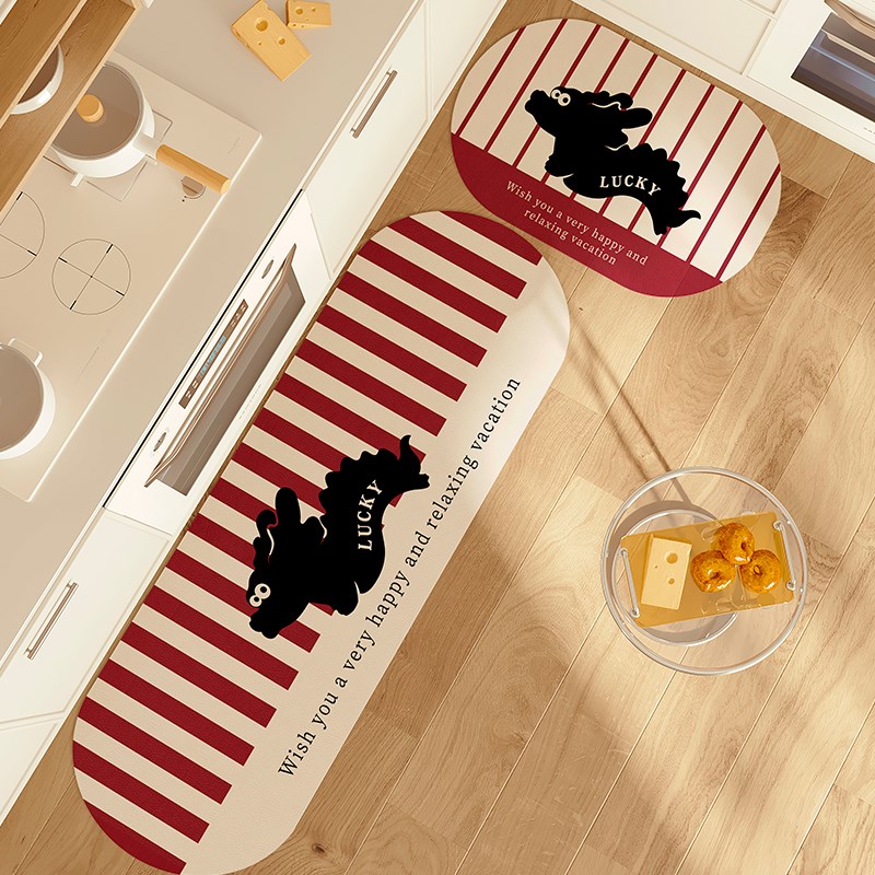 龙年厨房地垫防滑防油防水免洗新年脚垫红色可擦洗家用2024新款