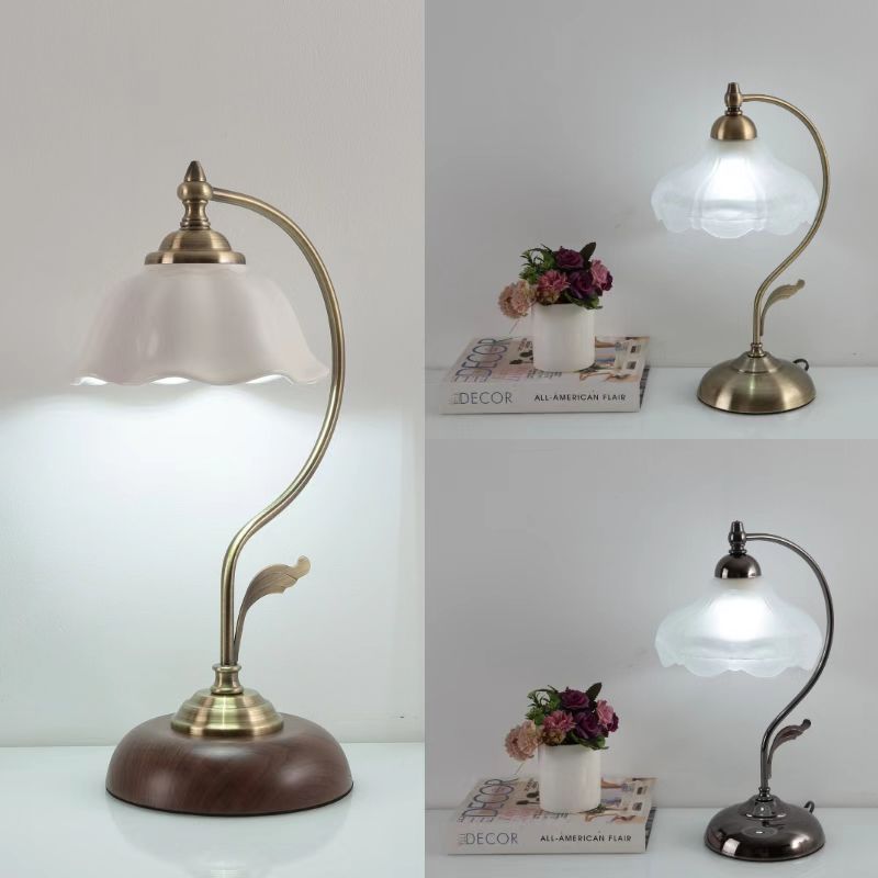 复古美式北欧玻璃床头灯家用书房卧室装饰灯温馨浪漫陪嫁结婚台灯