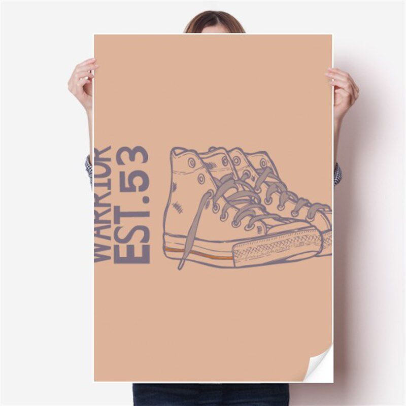 手绘帆布鞋纹样插画海报贴纸80x55cm墙贴纸卧室家居装饰