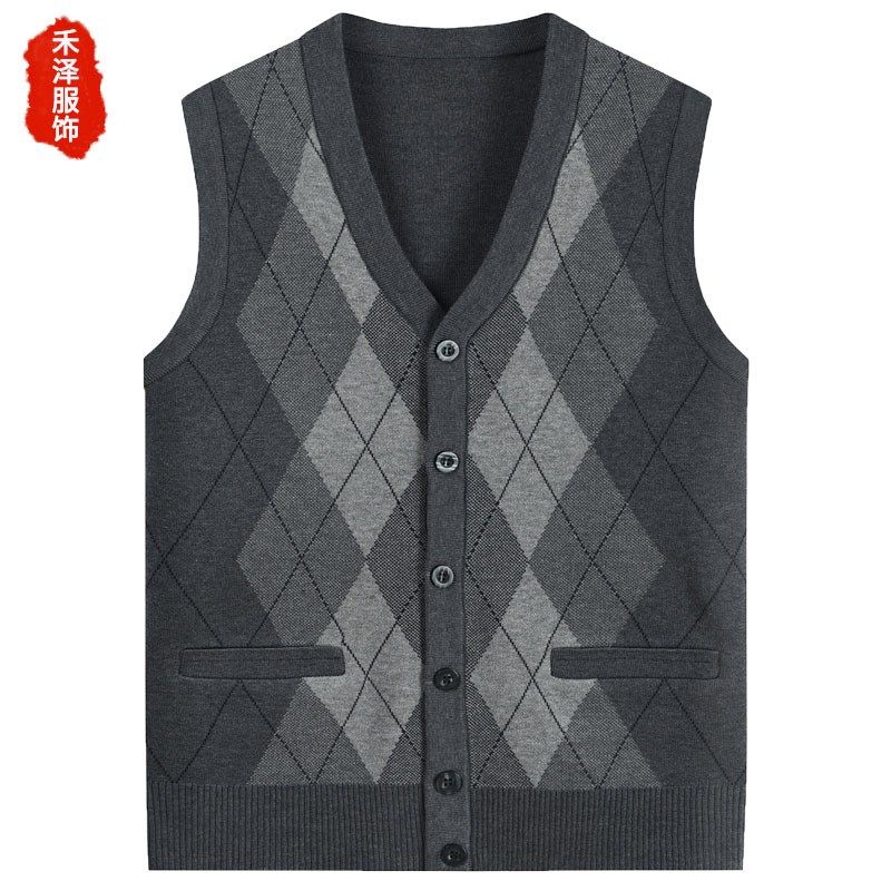 毛衣马甲背心中老年男装爸爸爷爷老人春秋马夹外穿针织衫开衫坎肩,男装,常规马甲,淘宝优惠券,粉丝福利购,淘宝优惠卷