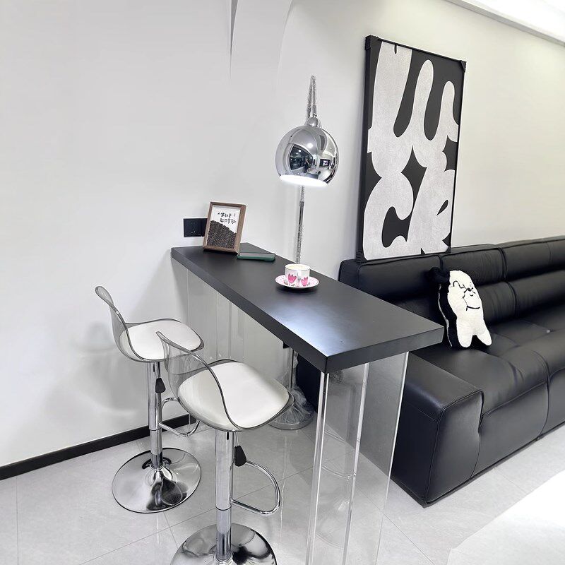 简约实木亚克力吧台桌休闲高脚窄桌透明悬浮靠墙案台阳台吧台桌椅