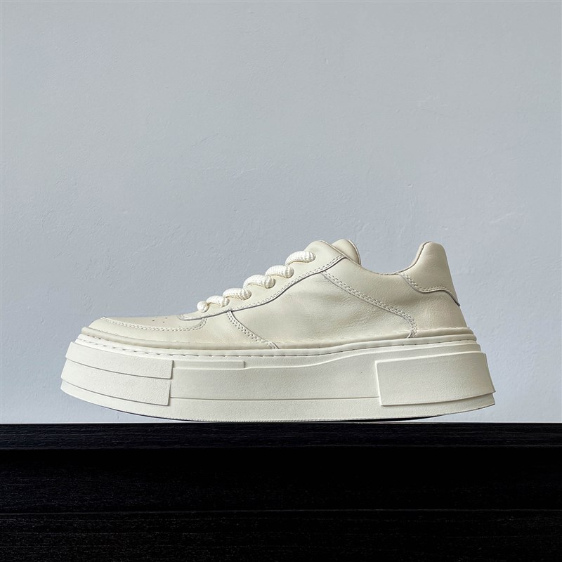 男鞋通勤厚底增高小白鞋男款简约百搭休闲板鞋男真皮运动面包鞋男