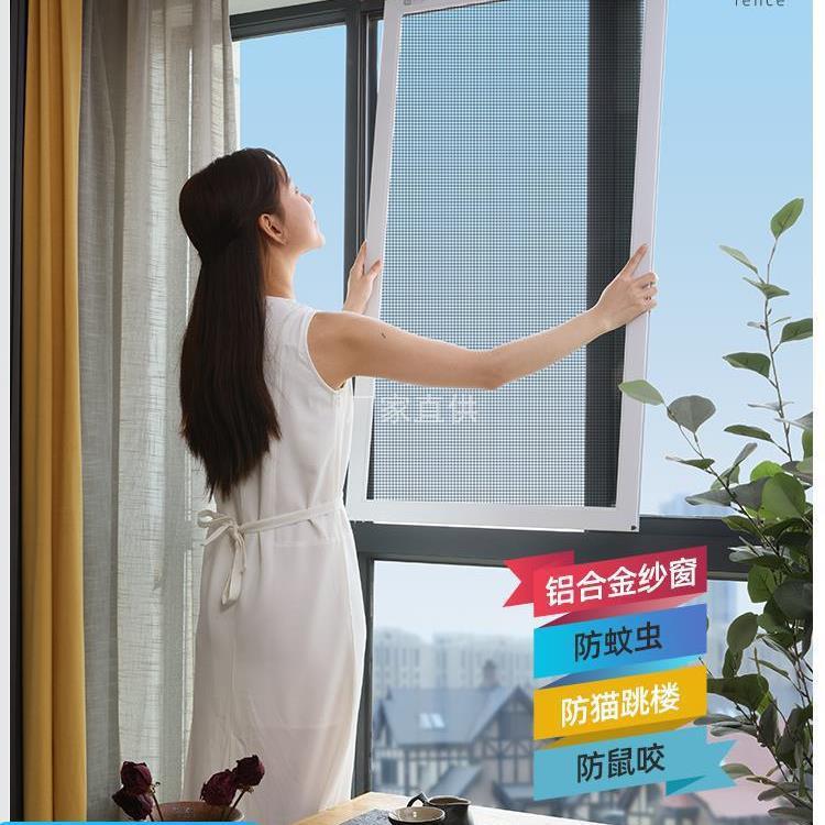 自装推拉式免打孔防蚊平移防猫不锈钢沙窗铝合金金刚网纱窗网