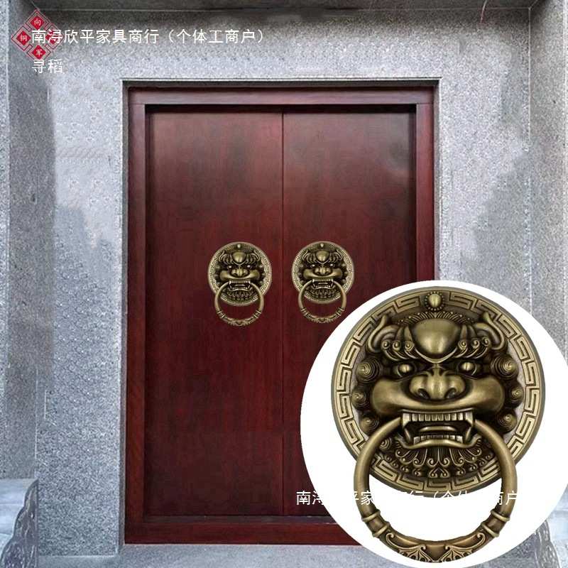仿古兽头门环中式狮子头虎头拉手麒麟大门把手复古木门拉环