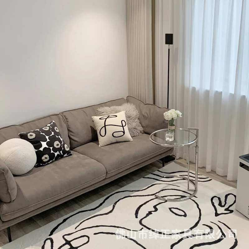 北欧表情意式简约HUG科技布布艺沙发三人四人转角羽绒褐灰色KS05