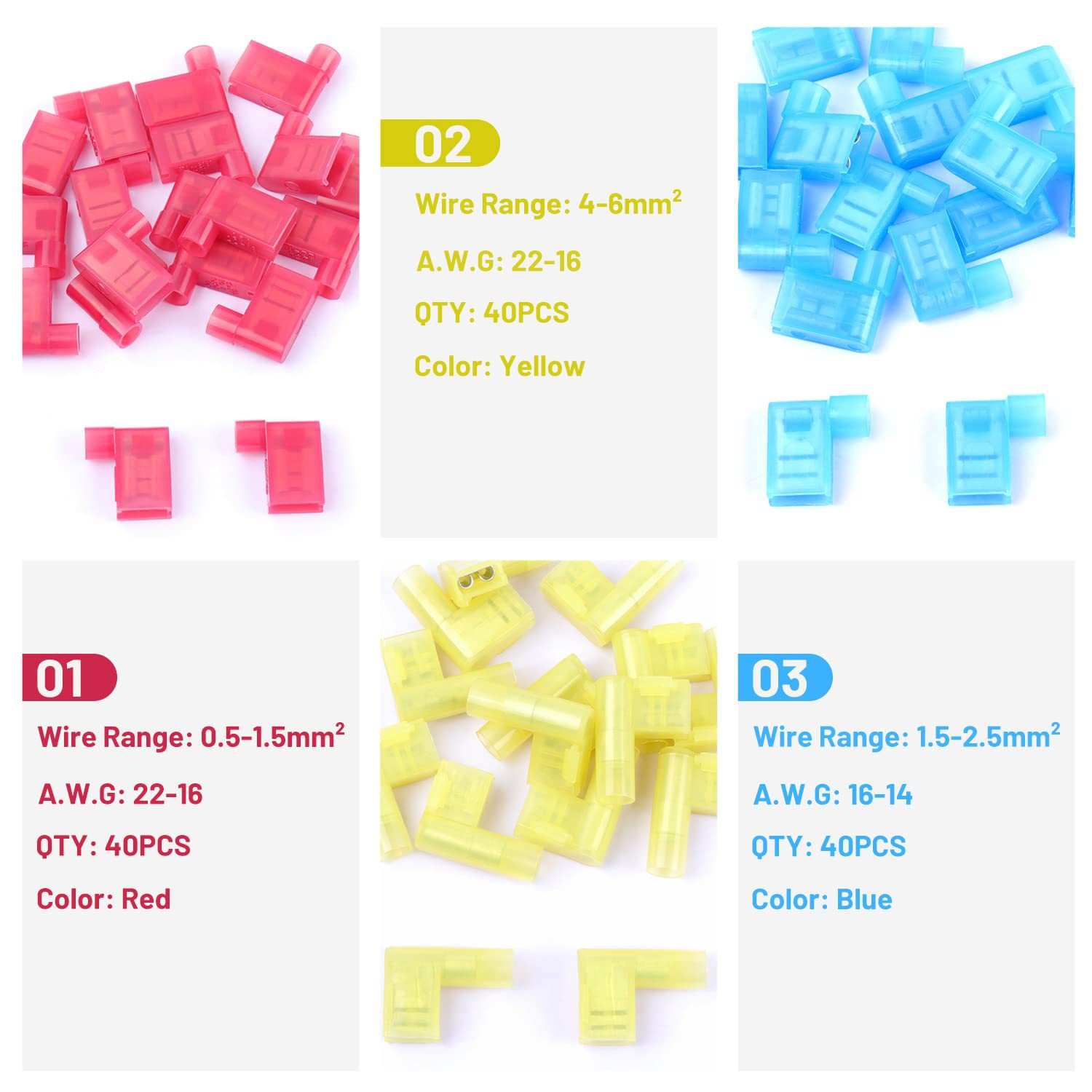 跨境  120PCS盒装 尼龙绝缘旗铲接线端子快速断开线连接器套件
