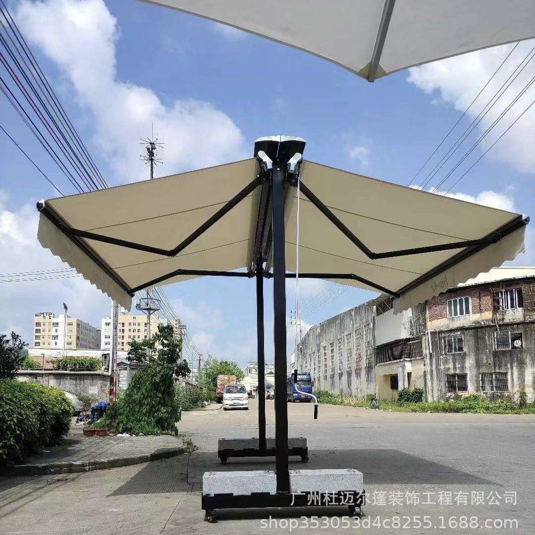 户外遮阳棚双开雨棚集市摆摊庭院露台商业街茶馆餐厅蝴蝶伸缩雨蓬