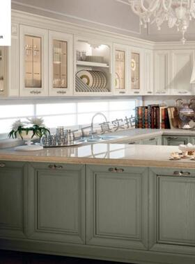 小清新风绿色系橱柜厨房小户型整体橱柜定 制南京送装一体