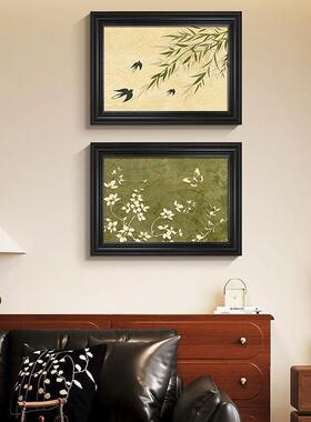 中古风客厅装饰画餐厅卧室墙壁画绿色系花卉竹子宋代美学玄关挂画