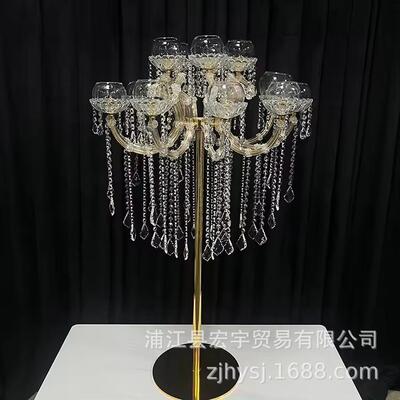 欧式 15头金属金色蜡烛烛台酒店LTV装饰品适合婚礼路引餐桌装饰