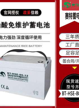 赛特蓄电池BT-HSE-80-12 铅酸免维护蓄电池12V80AH直流屏应急电源