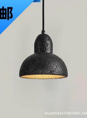 极简黑色复古卧室床头小吊灯中古别墅民宿高端创意黑洞石餐厅灯具