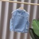 刺绣牛仔马夹春秋款 女童国风马甲春装 儿童牛仔坎肩背心外穿新中式