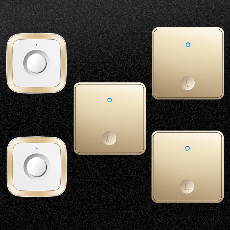 门铃自发电无线家用三拖二远距离电子遥控门钟老人按铃呼叫器大板