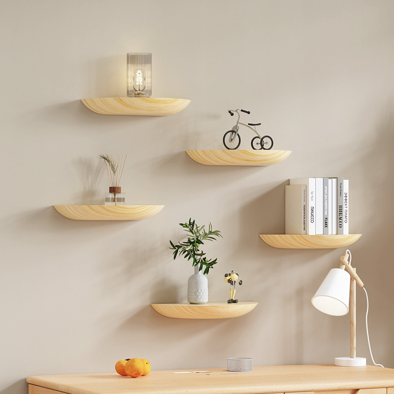 收纳架子多层墙上置物架壁挂式实木隔板创意整理架客厅简约展示架