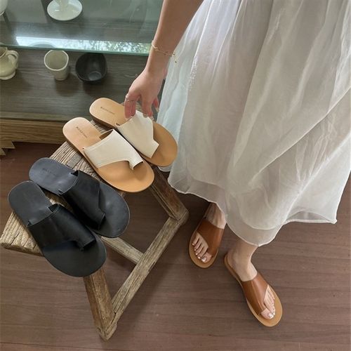 套趾拖鞋女夏季外穿2023年新款复古仙女配裙度假海滩沙滩平底凉拖