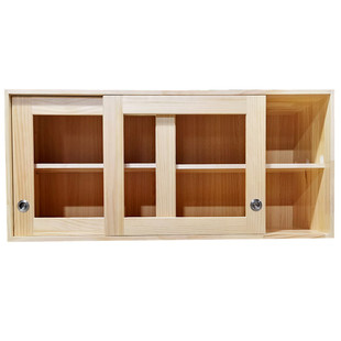 厨房吊柜墙壁柜推拉门松木实木玻璃门墙上储物柜收纳柜挂墙式定制