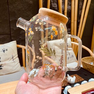 白开水凉水壶玻璃耐高温家用客厅大容量冷水壶套装带托盘高颜值