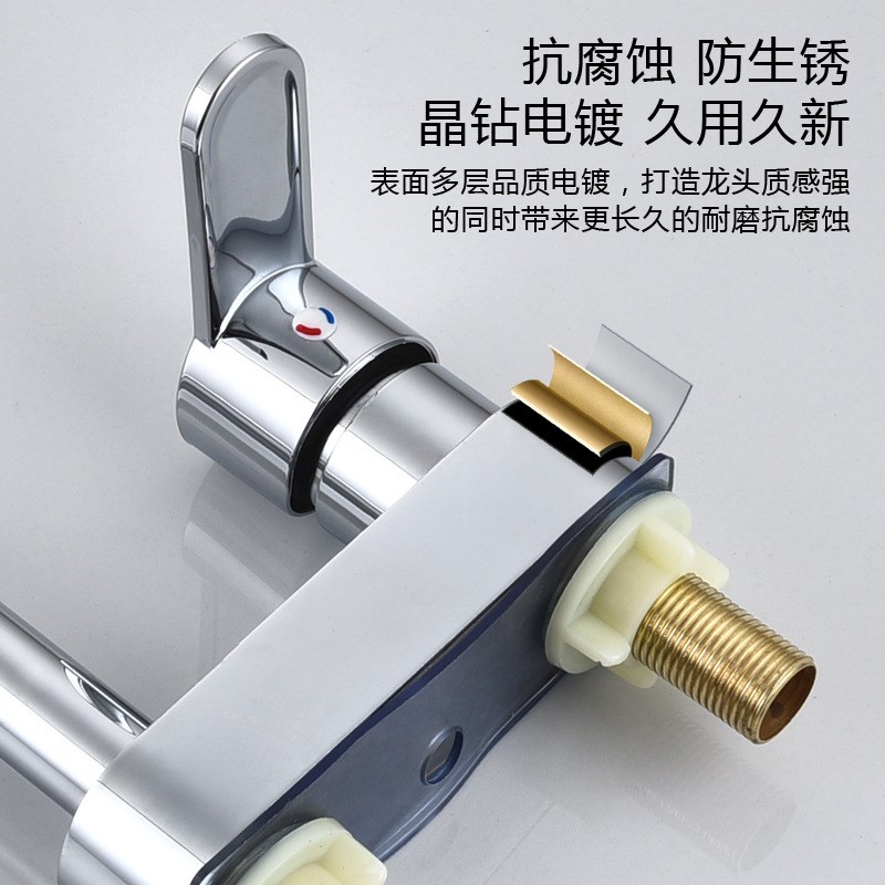 老式全铜面盆水龙头浴室淋浴花洒洗脸盆冷热水龙头双孔双用家用