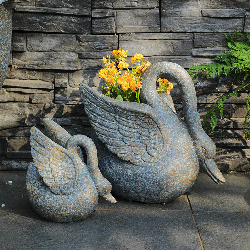 汉韵堂动物小花盆摆件户外庭院花园鱼池水景造景装饰微景观工艺品
