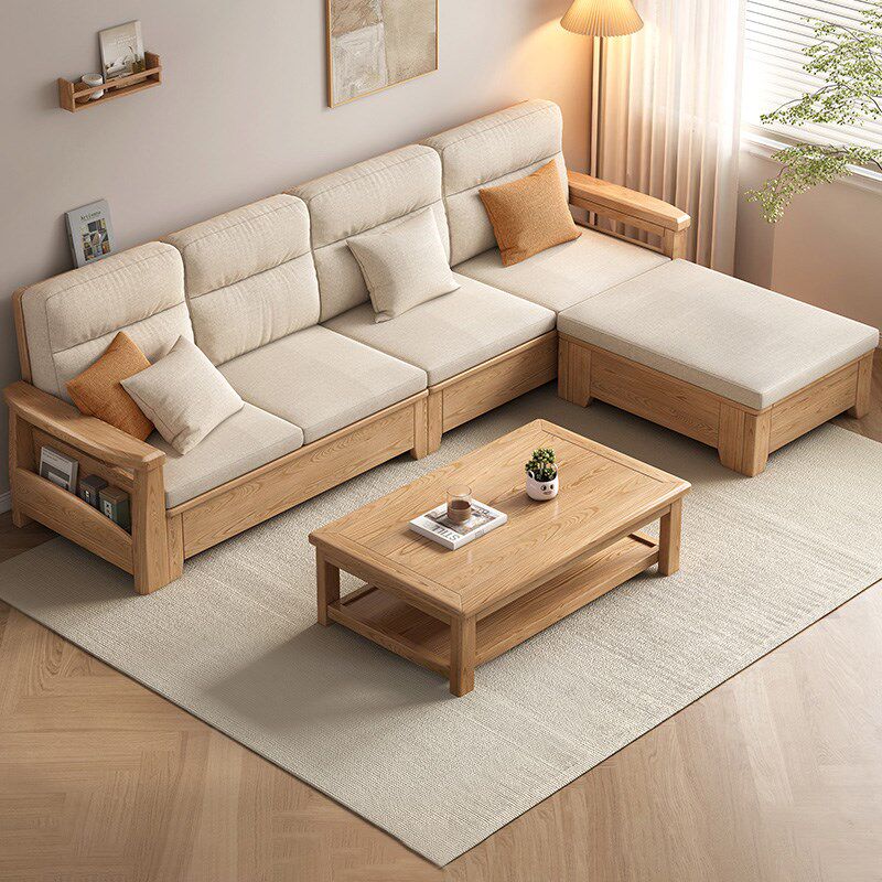 北欧日式全实木沙发客厅组合现代简约客厅三人位直排储物沙发组合