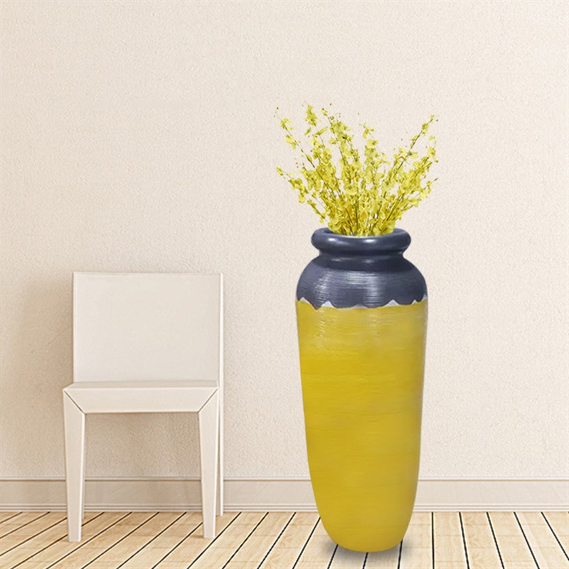 复古彩绘树脂花器干花插花摆件家居玄关商场艺术装饰品落地大花瓶