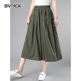 裤 子2025新款 妈妈休闲裤 女夏季 阔腿裤 薄款 七分裤 裙裤 显瘦高腰大码