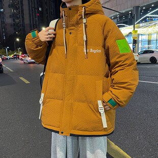 秋冬季青少年棉衣外套男孩连帽短款羽绒棉服初中学生大童加厚棉袄