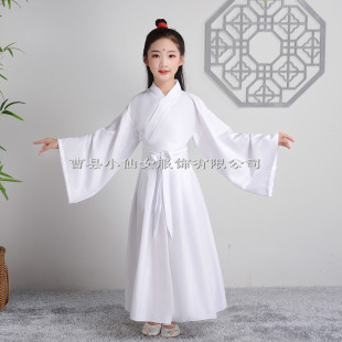 儿童汉服女童六一演出服书童国学服黑色霸气武侠风古装超仙中国风