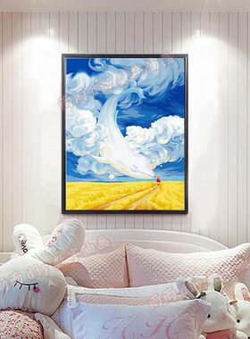 数字油彩diy丙烯装饰儿童手工填色油画手绘填充画画卡通亲密无间