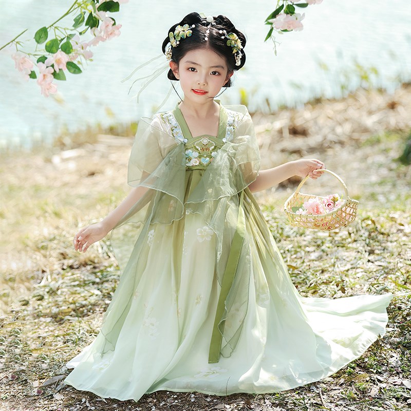 汉服女童夏装2025新款古风连衣裙小女孩国风唐装儿童夏季古装裙子