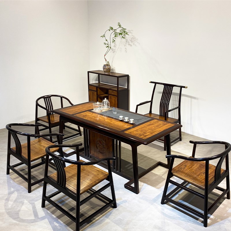 红木檀香木桌椅组合新中式功夫茶几家用茶台室简约大气干湿泡茶桌