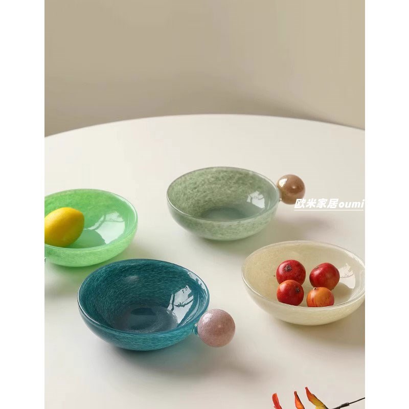 水果盘客厅茶几家用精致高颜值轻奢2025新款托盘玻璃糖果盘子前台