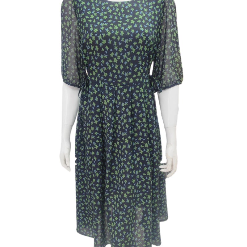 绿色碎花连衣裙女2025年夏季新款洋气时尚中年妈妈中长款真丝裙子