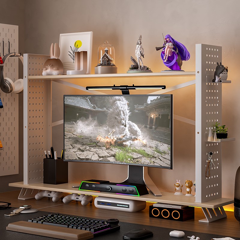 桌面置物架电脑显示器增高架桌上洞洞板书架学生宿舍整理架收纳架
