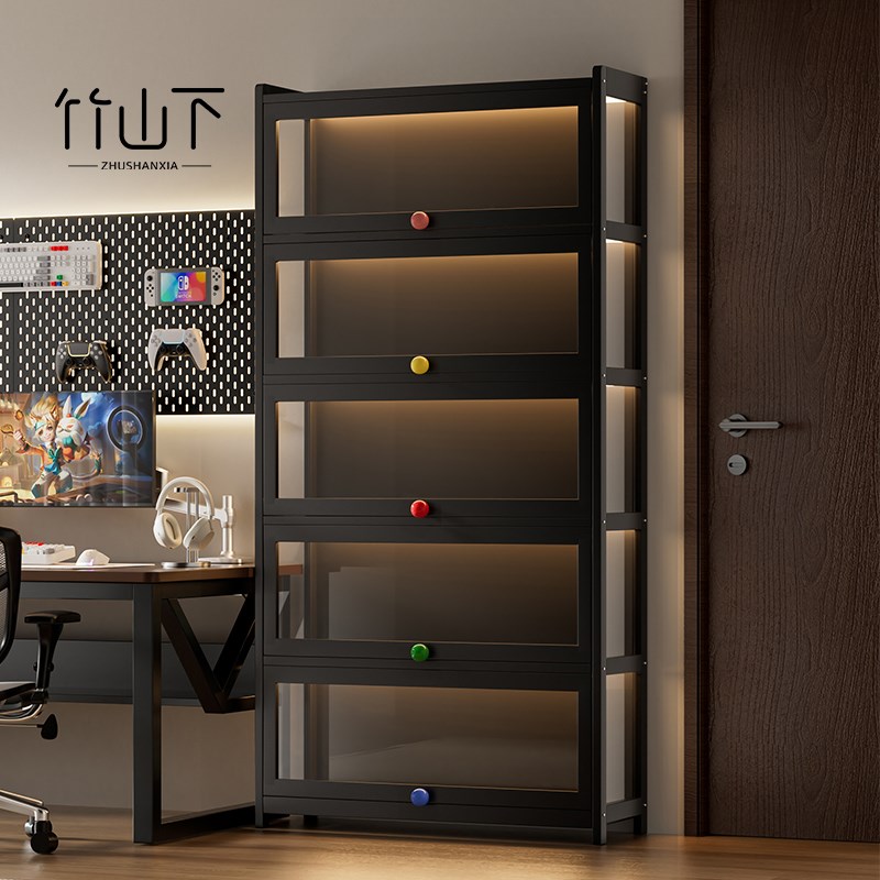 手办展示柜痛柜童收纳模型柜玩具三面透明防尘积木柜带锁陈列柜子