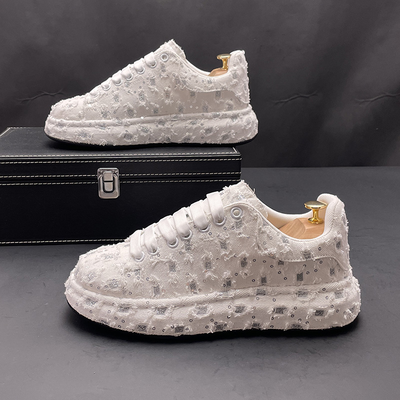 小白鞋男冬季新款时尚百搭厚底乞丐帆布鞋内增高青年运动休闲板鞋