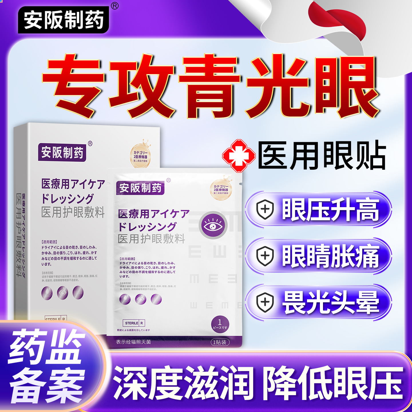 青光眼降眼压可搭滴眼液缓解视疲劳干涩视力下降模糊近视眼贴sj