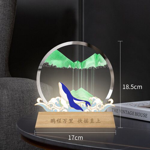发光立体流沙画工艺品流沙摆件小夜灯玻璃装饰品创意摆件小礼品