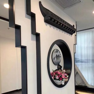 装饰墙面仿古屋檐瓦背景墙封板假门头中式仿古徽派复古室内塑料瓦