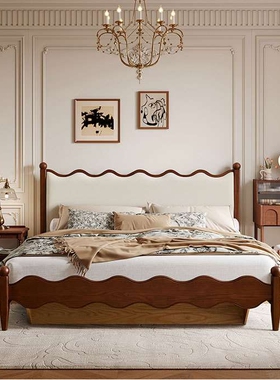 大司马法式复古高箱储物床中古风全实木白蜡木床带储物空间箱体床