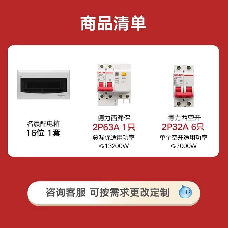 新款照明配电箱家用明装电箱盖面板6路带漏保漏电保护器空气开关