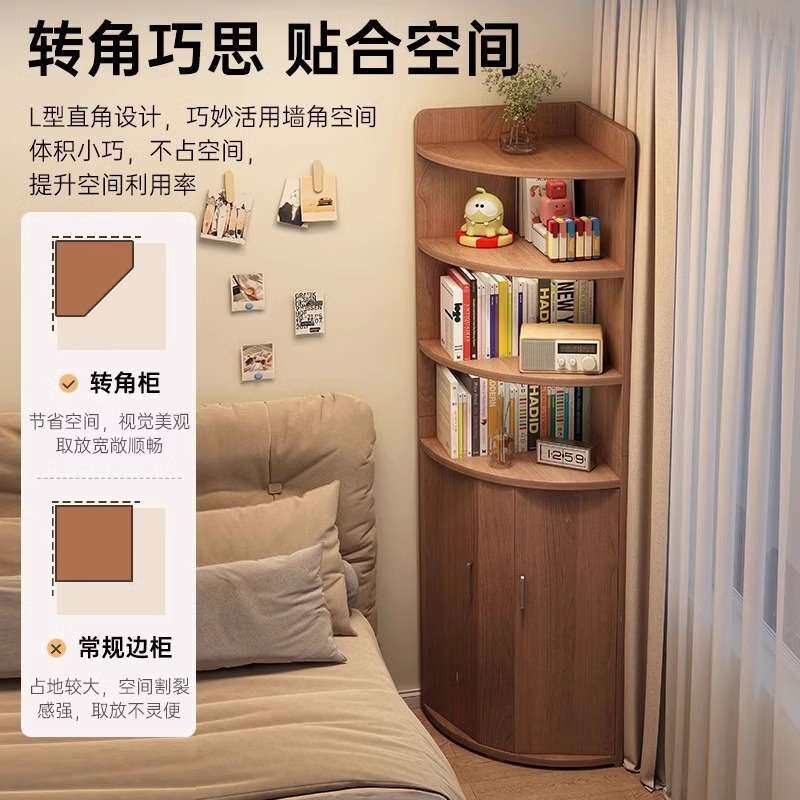 中古风转角柜客厅扇形三角柜储物柜90度墙角旋转置物架厨房收纳柜