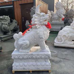 石雕汉白玉独角兽獬豸门口动物雕塑法治廉政主题公园广场景观摆件