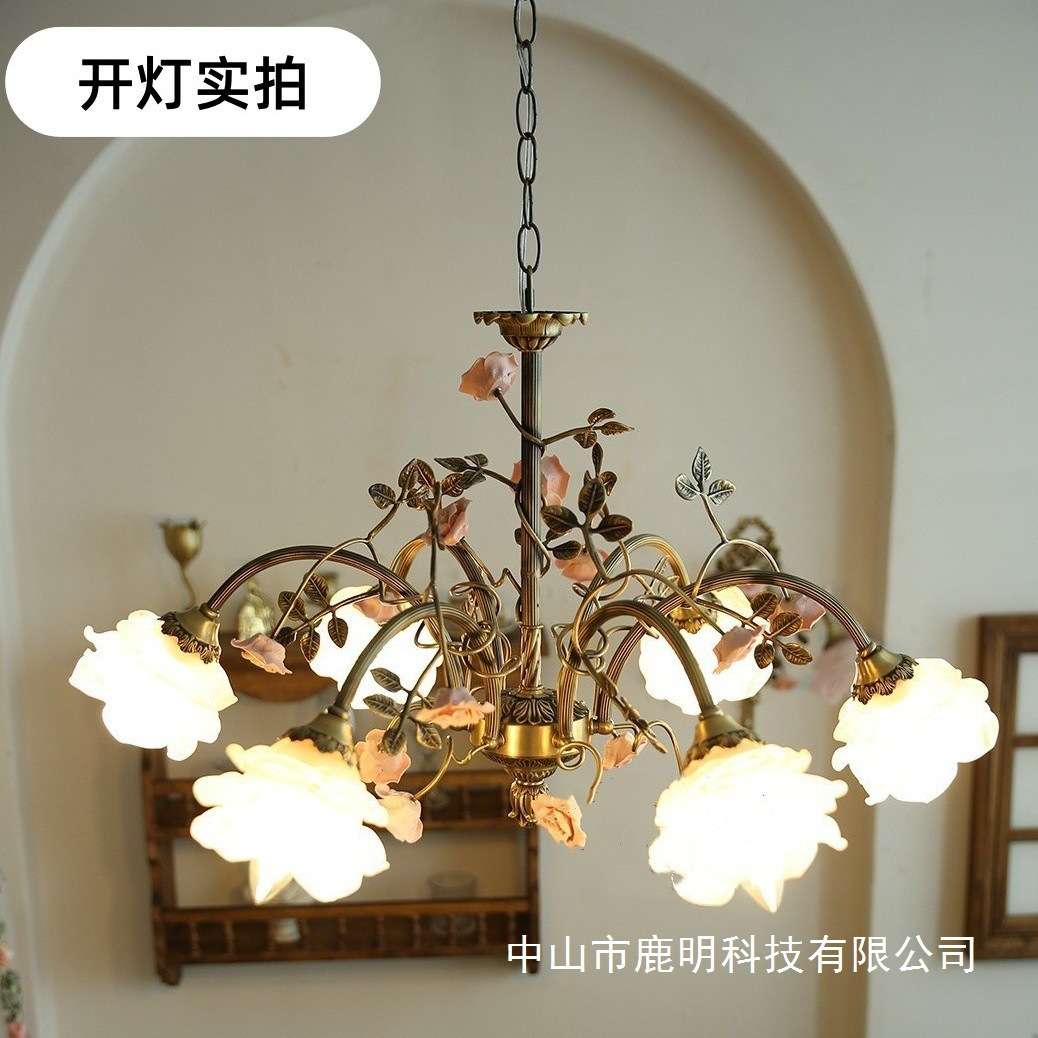 法式轻奢全铜吊灯美式复古田园风餐厅酒店吊灯温馨客厅卧室装饰灯